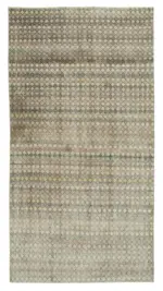 Damalı Modern Dizayn Geometrik Bej Pamuk Üstü Yün El Dokuma Halı-142x270