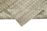 Damalı Modern Dizayn Geometrik Bej Pamuk Üstü Yün El Dokuma Halı-142x270 - Görsel 6