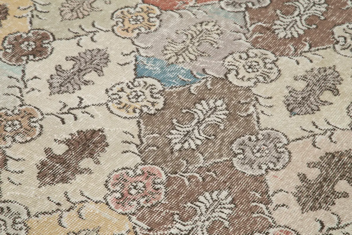 Damalı Modern Dizayn Geometrik Bej Pamuk Üstü Yün El Dokuma Halı-160x307 - Görsel 5