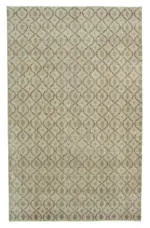 Damalı Modern Dizayn Geometrik Bej Pamuk Üstü Yün El Dokuma Halı-170x273