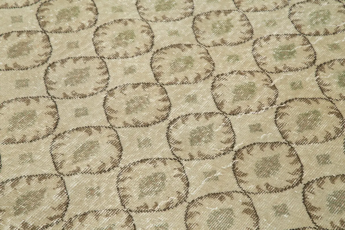 Damalı Modern Dizayn Geometrik Bej Pamuk Üstü Yün El Dokuma Halı-170x273 - Görsel 5