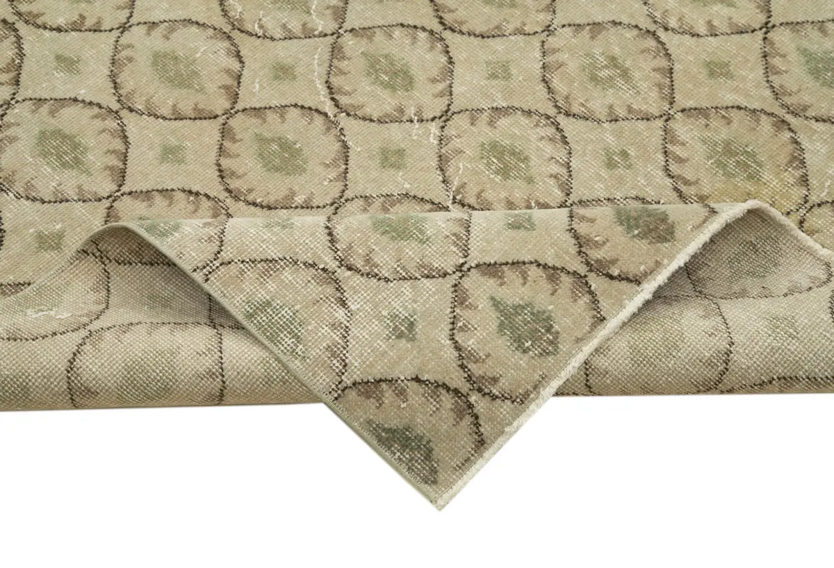Damalı Modern Dizayn Geometrik Bej Pamuk Üstü Yün El Dokuma Halı-170x273 - Görsel 6
