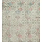 Damalı Modern Dizayn Geometrik Bej Pamuk Üstü Yün El Dokuma Halı-180x280