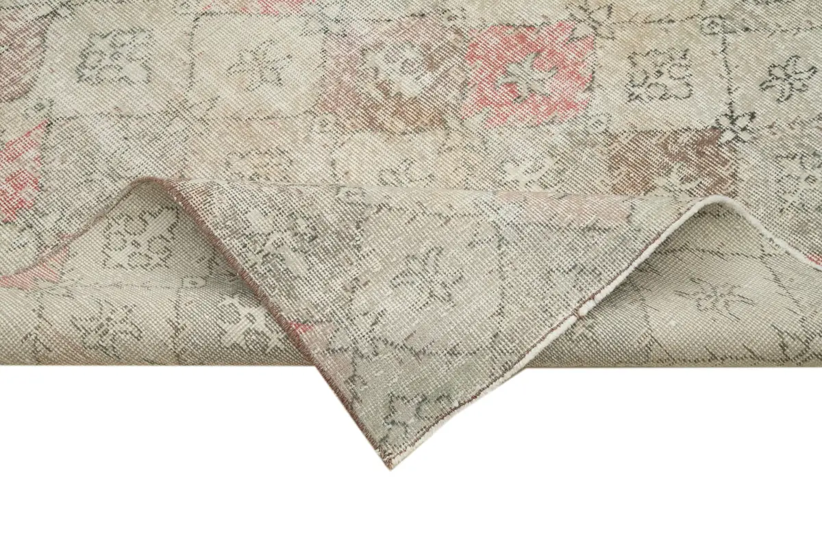 Damalı Modern Dizayn Geometrik Bej Pamuk Üstü Yün El Dokuma Halı-180x280 - Görsel 6