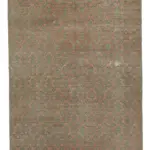 Damalı Modern Dizayn Geometrik Bej Pamuk Üstü Yün El Dokuma Halı-170x292