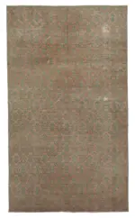 Damalı Modern Dizayn Geometrik Bej Pamuk Üstü Yün El Dokuma Halı-170x292