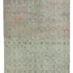 Damalı Modern Dizayn Geometrik Bej Pamuk Üstü Yün El Dokuma Halı-180x294