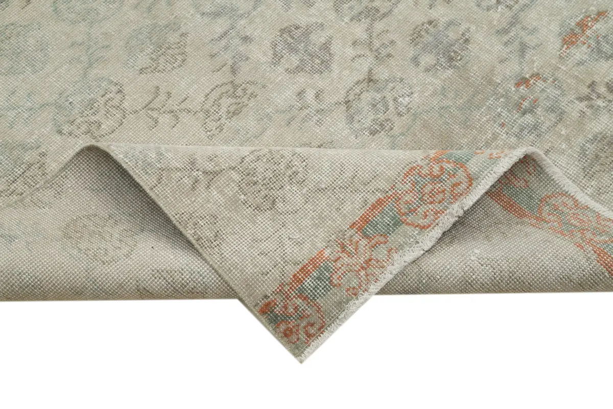 Damalı Modern Dizayn Geometrik Bej Pamuk Üstü Yün El Dokuma Halı-180x294 - Görsel 6