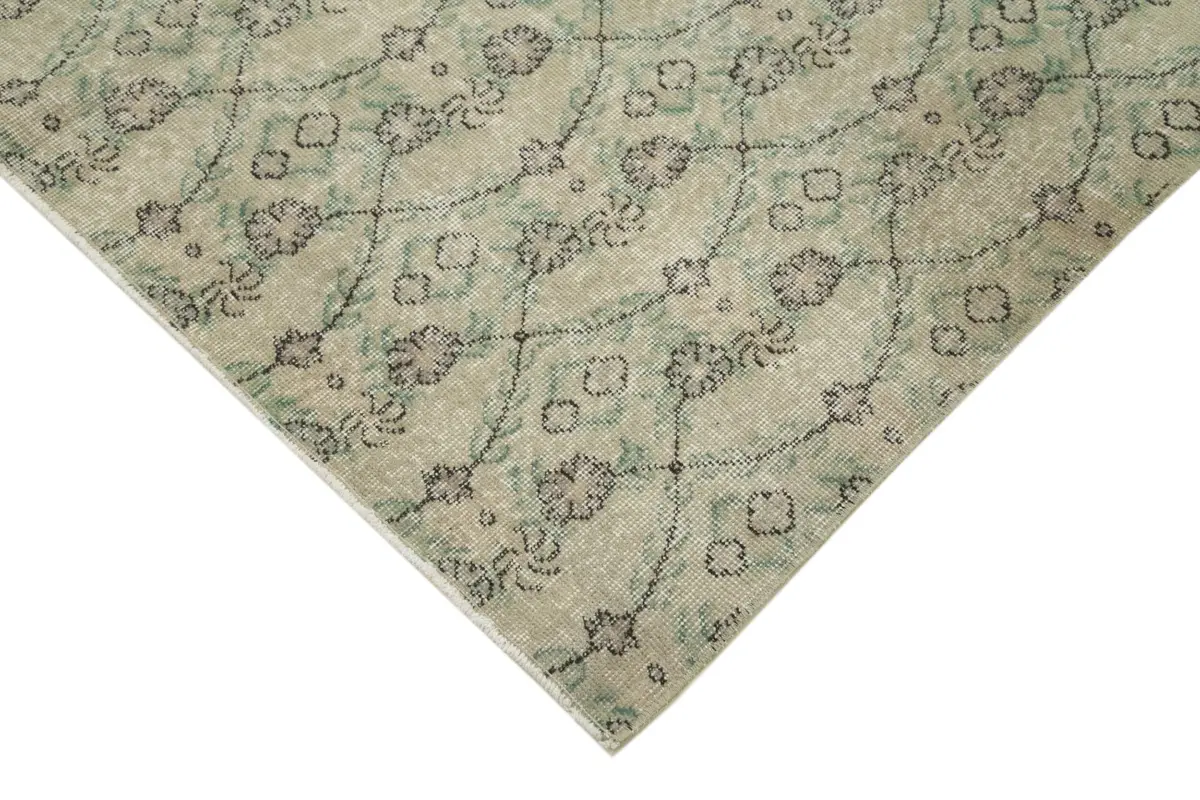 Damalı Modern Dizayn Geometrik Bej Pamuk Üstü Yün El Dokuma Halı-163x259 - Görsel 4