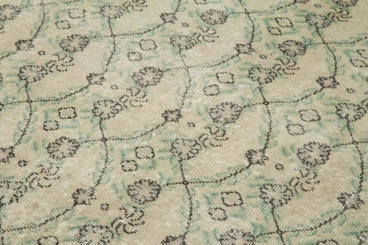 Damalı Modern Dizayn Geometrik Bej Pamuk Üstü Yün El Dokuma Halı-163x259 - Görsel 5