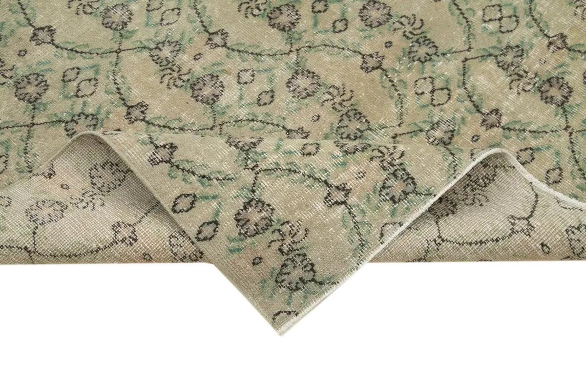 Damalı Modern Dizayn Geometrik Bej Pamuk Üstü Yün El Dokuma Halı-163x259 - Görsel 6