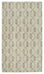 Damalı Modern Dizayn Geometrik Bej Pamuk Üstü Yün El Dokuma Halı-150x260