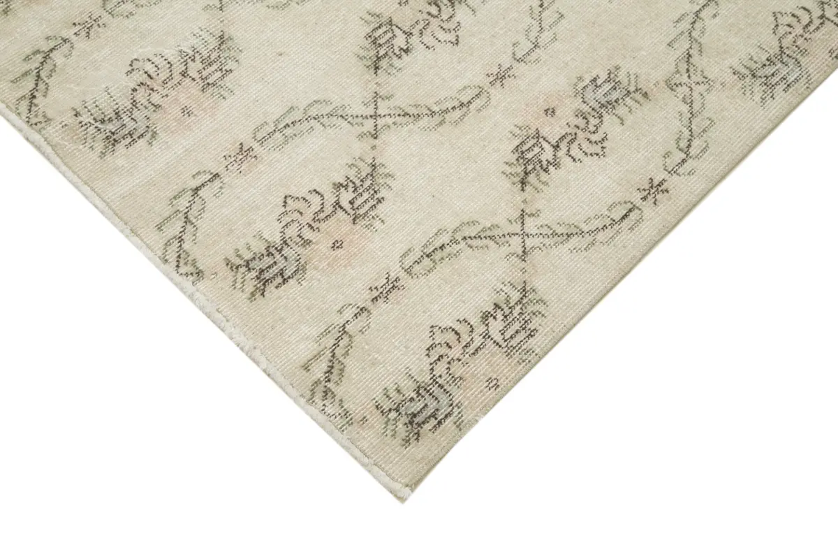 Damalı Modern Dizayn Geometrik Bej Pamuk Üstü Yün El Dokuma Halı-150x260 - Görsel 4