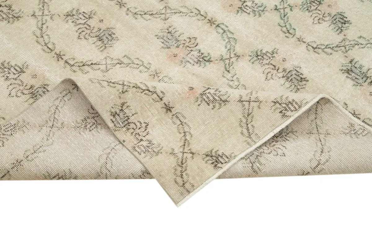 Damalı Modern Dizayn Geometrik Bej Pamuk Üstü Yün El Dokuma Halı-150x260 - Görsel 6