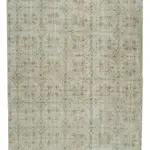 Damalı Modern Dizayn Geometrik Bej Pamuk Üstü Yün El Dokuma Halı-157x256