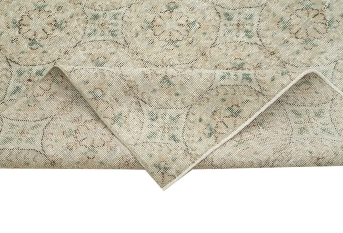 Damalı Modern Dizayn Geometrik Bej Pamuk Üstü Yün El Dokuma Halı-157x256 - Görsel 6