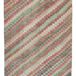 Damalı Modern Dizayn Geometrik Multi Renk Pamuk Üstü Yün El Dokuma Halı-152x288