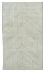 Damalı Modern Dizayn Geometrik Bej Pamuk Üstü Yün El Dokuma Halı-163x277