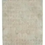 Damalı Modern Dizayn Geometrik Bej Pamuk Üstü Yün El Dokuma Halı-174x260