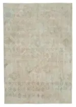 Damalı Modern Dizayn Geometrik Bej Pamuk Üstü Yün El Dokuma Halı-174x260