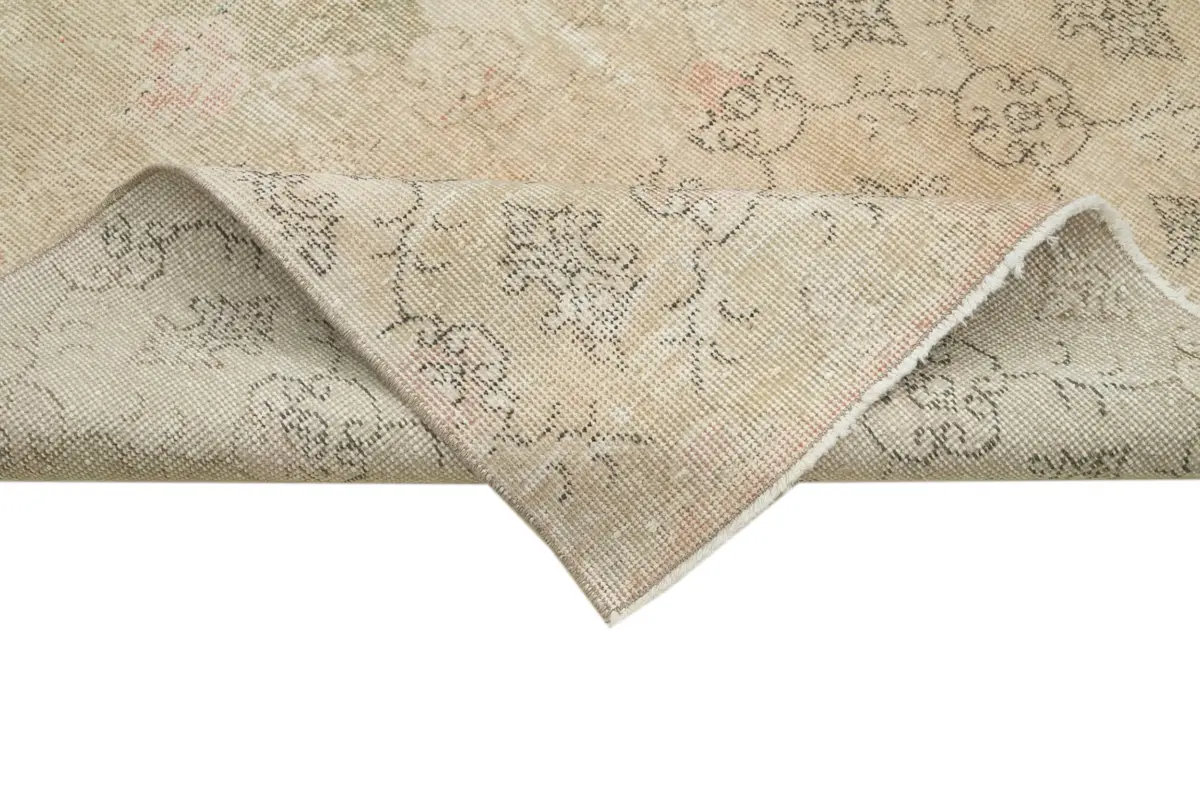 Damalı Modern Dizayn Geometrik Bej Pamuk Üstü Yün El Dokuma Halı-174x260 - Görsel 6
