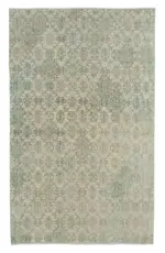 Damalı Modern Dizayn Geometrik Bej Pamuk Üstü Yün El Dokuma Halı-165x268