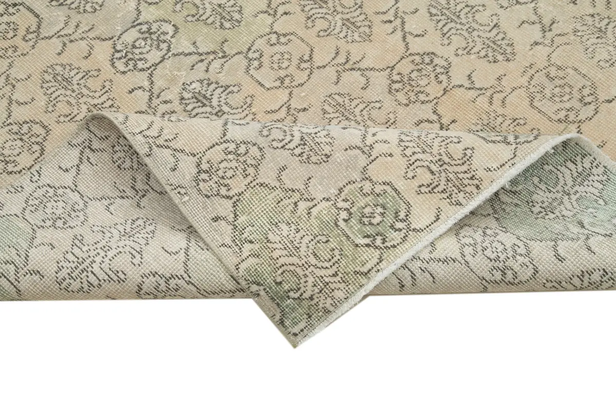 Damalı Modern Dizayn Geometrik Bej Pamuk Üstü Yün El Dokuma Halı-165x268 - Görsel 6