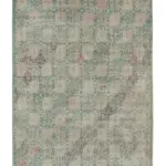 Damalı Modern Dizayn Geometrik Bej Pamuk Üstü Yün El Dokuma Halı-152x260