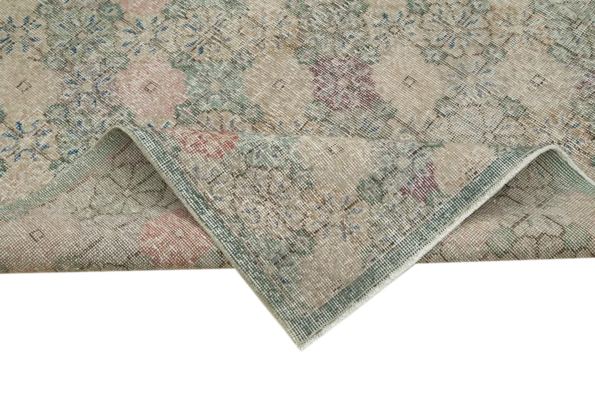 Damalı Modern Dizayn Geometrik Bej Pamuk Üstü Yün El Dokuma Halı-152x260 - Görsel 6