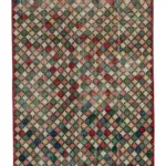 Damalı Modern Dizayn Geometrik Multi Renk Pamuk Üstü Yün El Dokuma Halı-167x305