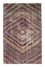 Damalı Modern Dizayn Geometrik Kırmızı Pamuk Üstü Yün El Dokuma Halı-168x265