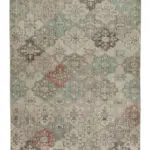 Damalı Modern Dizayn Geometrik Bej Pamuk Üstü Yün El Dokuma Halı-165x290