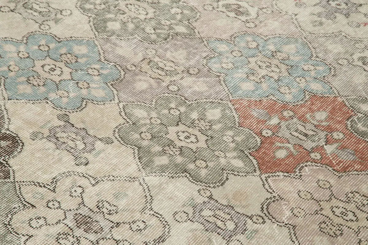 Damalı Modern Dizayn Geometrik Bej Pamuk Üstü Yün El Dokuma Halı-165x290 - Görsel 5