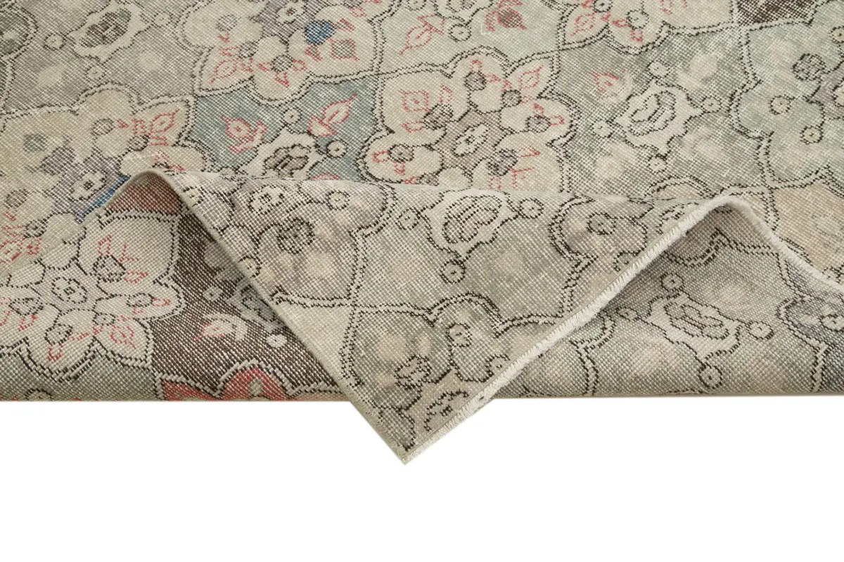 Damalı Modern Dizayn Geometrik Bej Pamuk Üstü Yün El Dokuma Halı-165x290 - Görsel 6