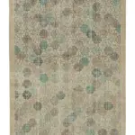 Damalı Modern Dizayn Geometrik Bej Pamuk Üstü Yün El Dokuma Halı-153x261