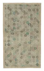 Damalı Modern Dizayn Geometrik Bej Pamuk Üstü Yün El Dokuma Halı-153x261