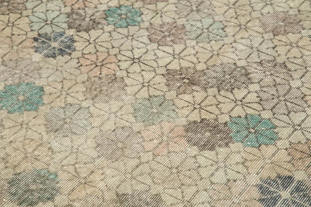 Damalı Modern Dizayn Geometrik Bej Pamuk Üstü Yün El Dokuma Halı-153x261 - Görsel 5