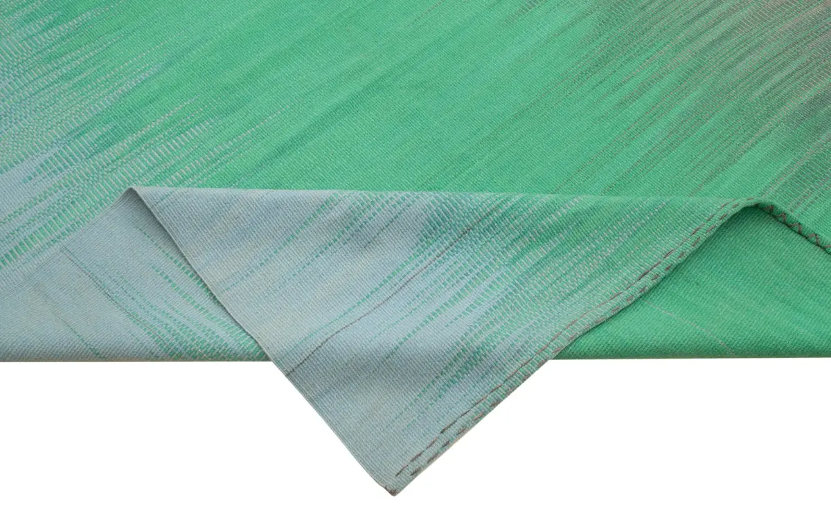 Gümgüm Modern Yeşil Pamuk Üstü Yün El Dokuma Kilim-365x487 - Görsel 6