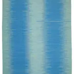 Gümgüm Modern Mavi Pamuk Üstü Yün El Dokuma Kilim-365x483