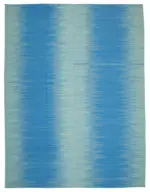 Gümgüm Modern Mavi Pamuk Üstü Yün El Dokuma Kilim-365x483