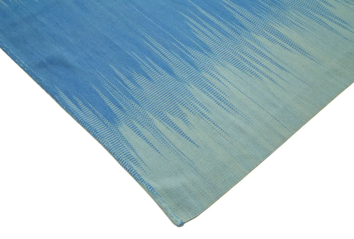 Gümgüm Modern Mavi Pamuk Üstü Yün El Dokuma Kilim-365x483 - Görsel 4