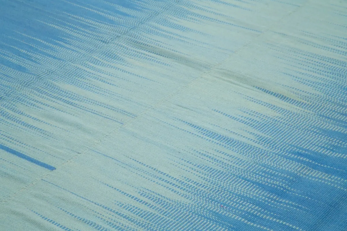 Gümgüm Modern Mavi Pamuk Üstü Yün El Dokuma Kilim-365x483 - Görsel 5