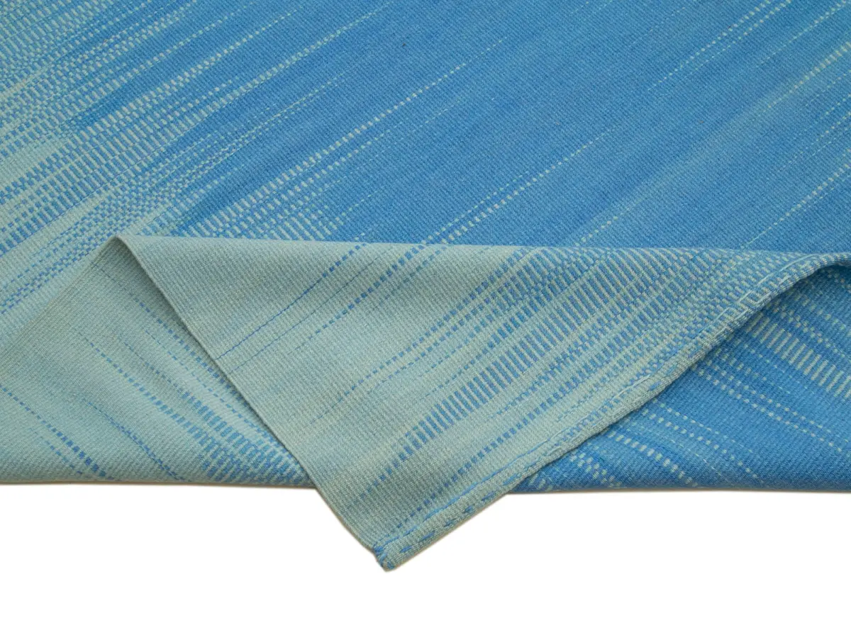 Gümgüm Modern Mavi Pamuk Üstü Yün El Dokuma Kilim-365x483 - Görsel 6