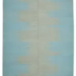 Gümgüm Modern Mavi Pamuk Üstü Yün El Dokuma Kilim-362x466