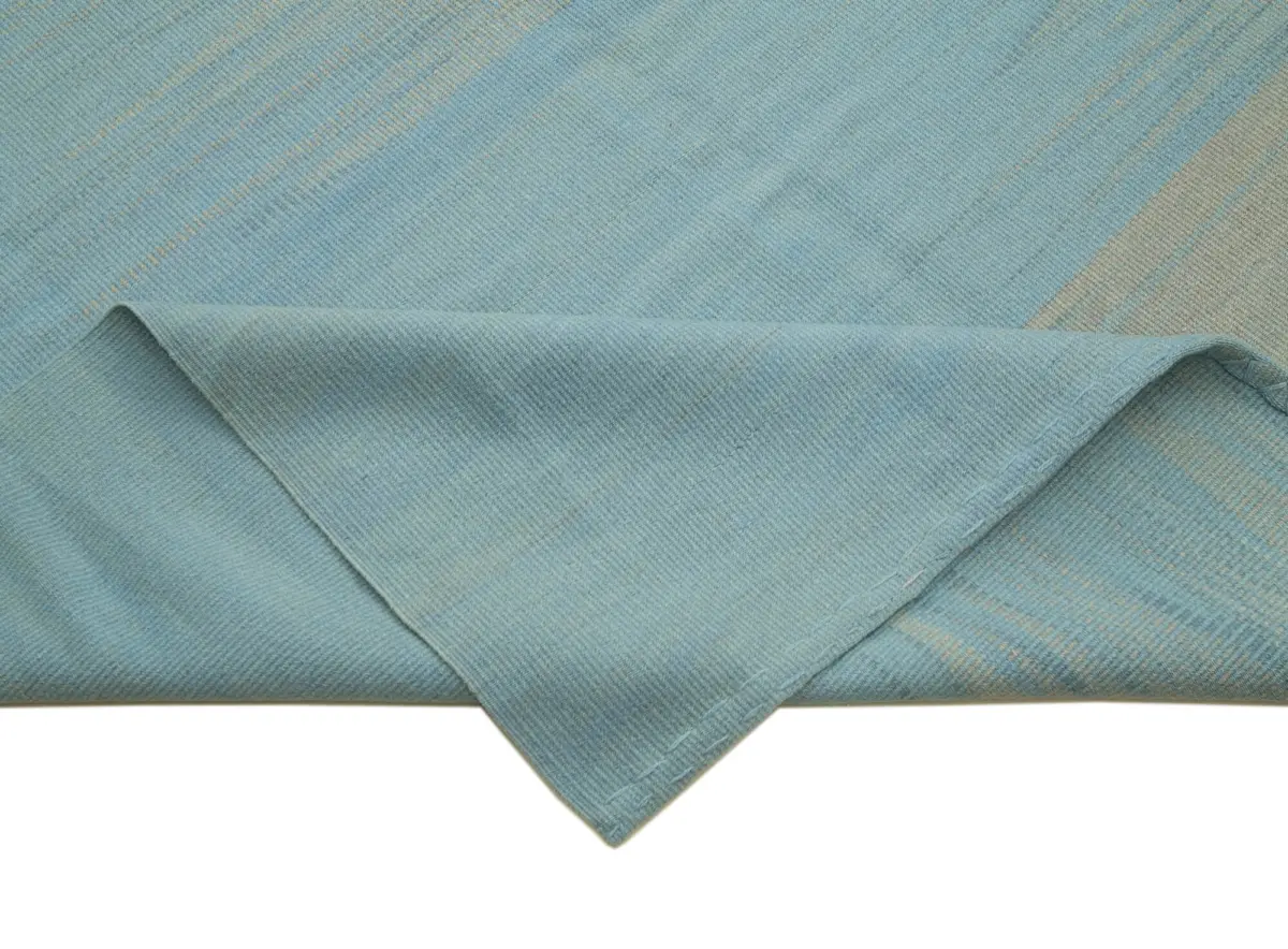 Gümgüm Modern Mavi Pamuk Üstü Yün El Dokuma Kilim-362x466 - Görsel 6