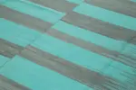 Gümgüm Modern Turkuaz Pamuk Üstü Yün El Dokuma Kilim-297x402 - Görsel 5