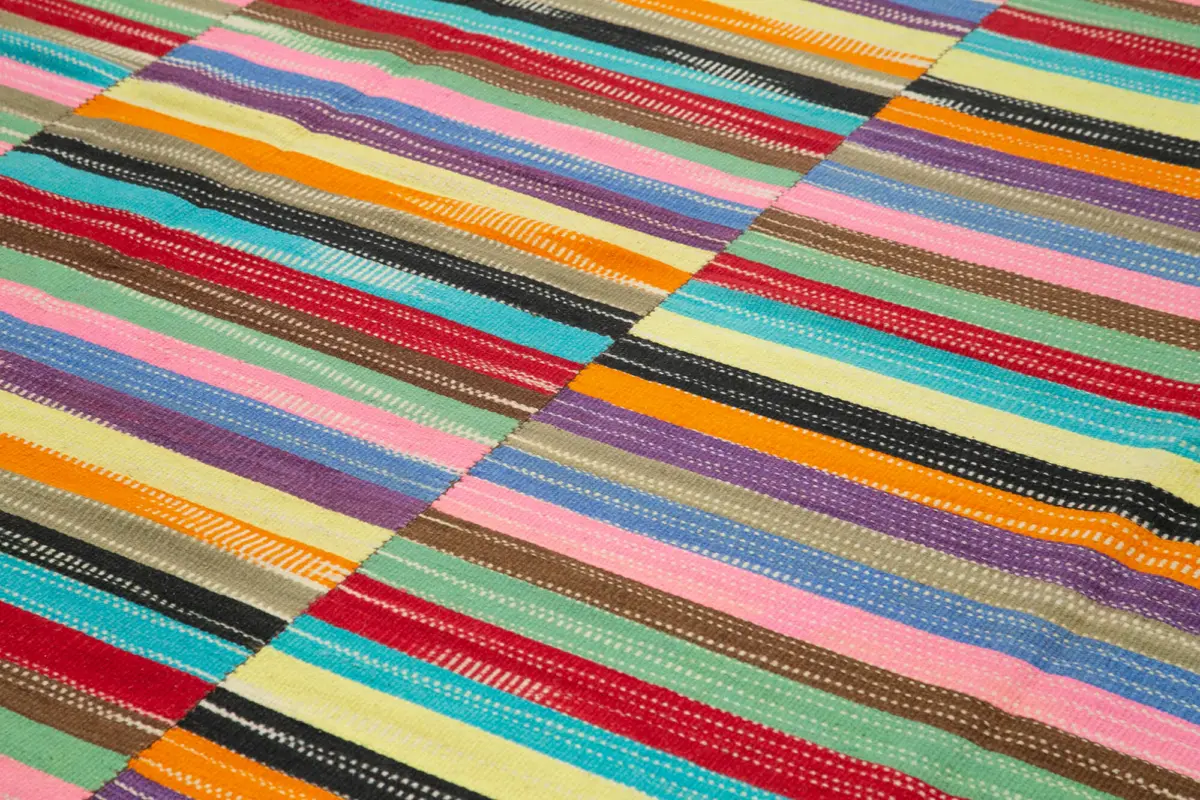 Gümgüm Modern Multi Pamuk Üstü Yün El Dokuma Kilim-274x433 - Görsel 5