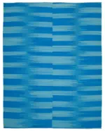 Gümgüm Modern Mavi Pamuk Üstü Yün El Dokuma Kilim-301x391