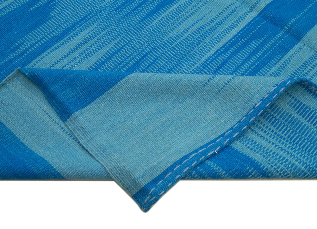 Gümgüm Modern Mavi Pamuk Üstü Yün El Dokuma Kilim-301x391 - Görsel 6