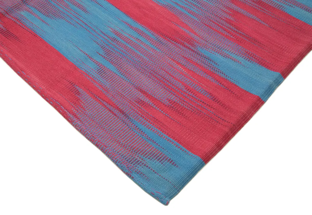 Gümgüm Modern Kırmızı Pamuk Üstü Yün El Dokuma Kilim-294x368 - Görsel 4